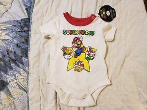 New Super Mario Infant Size 3-6 Months Nintendo Gaming 90s Baby One Piece NWT!!