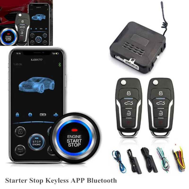 Auto Keyless Entry Engine Start Alarm System Push Button Remote Starter Stop×1 - Image 1 of 4