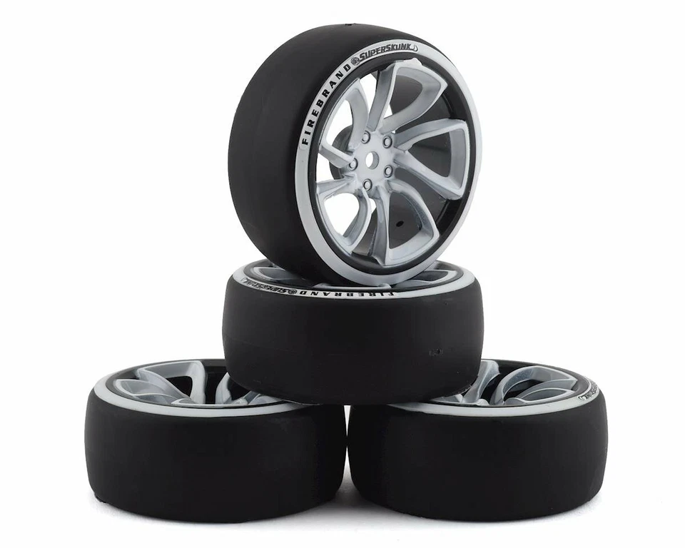 FBR1WHESSK695 SUPERSKUNK D2 PRE-MOUNTED SLICK DRIFT TIRES (4) (WHITE/BLACK)