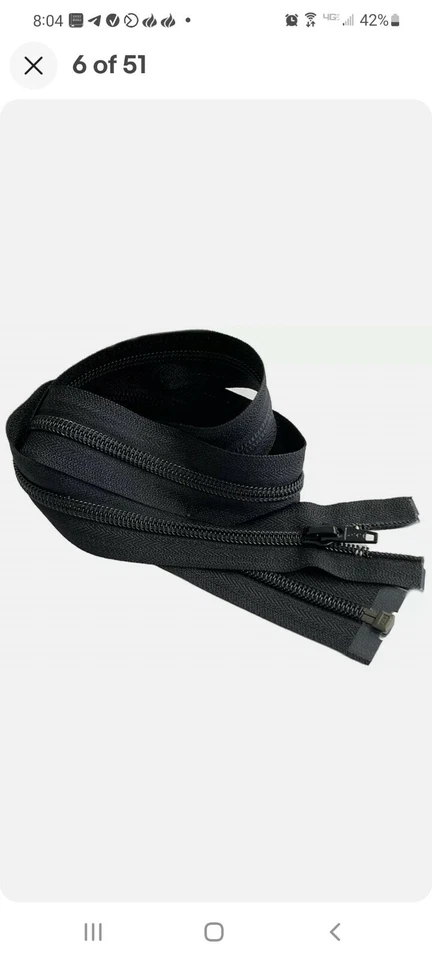 YKK 36 Inch Vision Jacket Zipper black separated  - Image 1 of 1