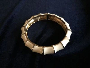 White and Gold Colored 3" Vintage Bracelet - Picture 1 of 4
