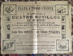 Plaza de Toros Nerva - Una magnifica corrida de cuatro novillos de muerte - 1895 - Imagen 1 de 10