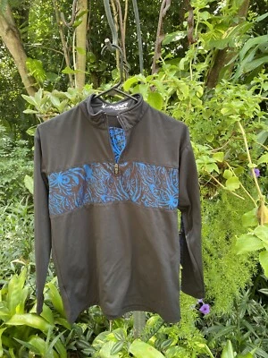 Spyder Men's Medium 1/4 Zip Pullover Base Layer XL Kids Black Long Sleeve Blue - Imagem 1 de 4