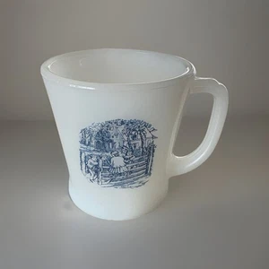 Vintage 50er Jahre GLASBAKE Currier & Ives Farm Milchglas Kaffeebecher Made in USA - Bild 1 von 5
