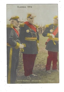 WWI French General Pau & Admiral Touchard RPPC Portrait Colored Postcard 2449 - Picture 1 of 2