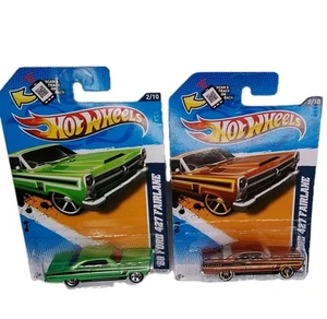 Hot Wheels Muscle Mania 1966 Ford 427 Fairlane Green & Copper 2 Bundle Lot Cars - Picture 1 of 4