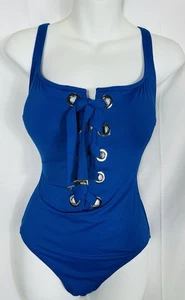 Michael Kors hellroyalblau Schnür-Badeanzug Einteiler Damen Größe 14 NEU - Bild 1 von 8