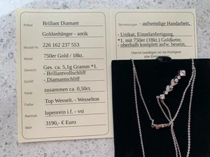 Antik Collier Jugendstil Art Deco | 750 Gold 0,5ct Diamanten Zertifikat 3190€ - Bild 1 von 11