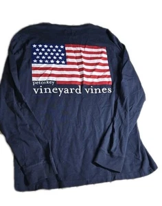 Vineyard Vines Shirt Mens Small Dark Blue American Flag USA Patriotic T-Shirt - Picture 1 of 6