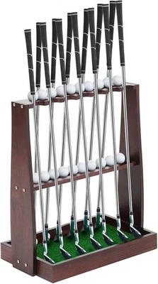 Golf Club Rack Wooden Golf Putter Stand Holder Indoor Display Rack Holds 13 - Image 1 of 4