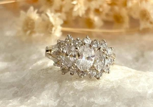 Cocktail Stil Multi Edelstein Grob 925 Sterling Silber Vintage Ring - Gr. 7 - Bild 1 von 16