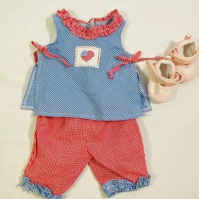15" American Girl Doll Bitty Baby 2003 Stars & Stripes 4th of July Top/Pants Set - Image 1 of 4