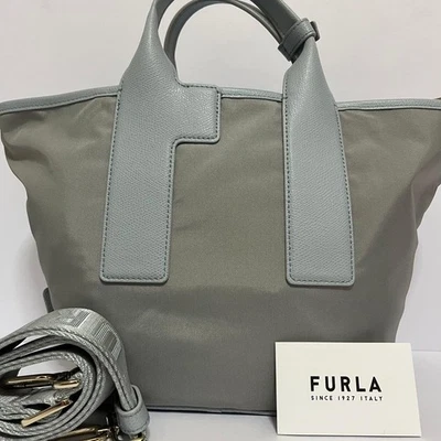 Furla Puma средний переработанный нейлона 2-сторонняя наплечная сумка серый б/у Японии - Изображение 1 из 4