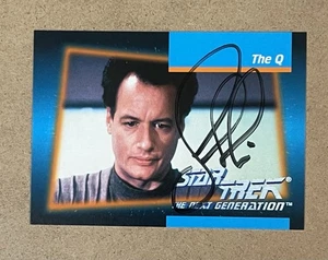 1992 STAR TREK NEXT GENERATION AUTOGRAPH #Q26 THE Q JOHN DELANCIE READ INFO - Picture 1 of 2