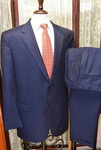 Jos A Bank Signature Gold 44 X-Long blue pinstripe 100% wool business suit b0j5 - Picture 1 of 15