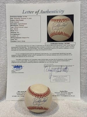 GORGEOUS Kirby Puckett AUTOGRAPHED OAL (Budig) Baseball, Minnesota Twins, JSA!! - Image 1 of 4