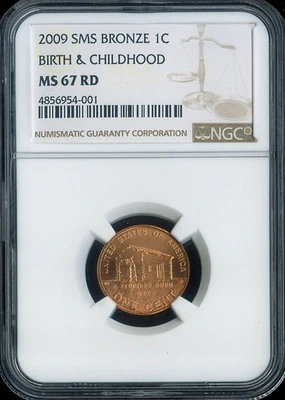 2009 Birth & Childhood Cabin Lincoln Cent NGC MS67 RD SMS Quality - Image 1 of 2