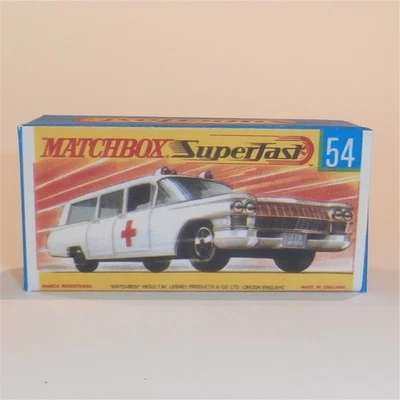 Matchbox Lesney Superfast 54 c Cadillac Ambulance G Style Repro Box - Image 1 of 4