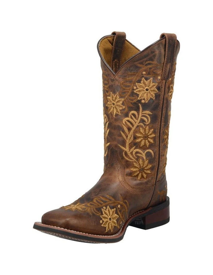 Laredo Western Boots Womens 11" Secret Garden Flower 7 M Brown 5822