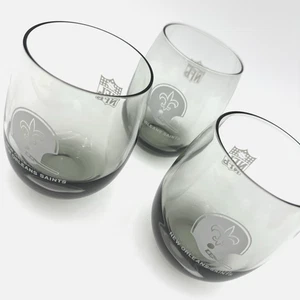 New Orleans Saints rauchgraue Steine stielloses Weinglas 3er Set Vintage bedruckt - Bild 1 von 9