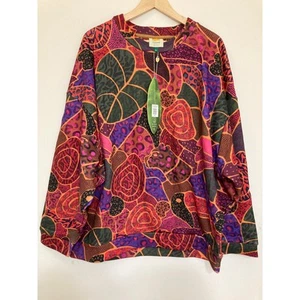 Farm Rio Hidden Animals WomensSweatshirt Tropical Colorful Print NWT XL - Picture 1 of 24