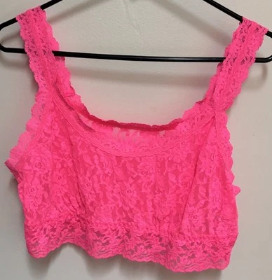 Hanky Panky Women's Bright Hot Pink Lace Scoopneck Bralette XL - Image 1 of 4