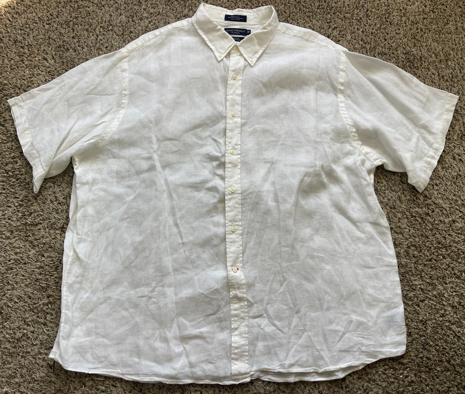Daniel Cremieux Shirt Mens 3X White 100% Linen Button Down Short Sleeve - Image 1 of 4