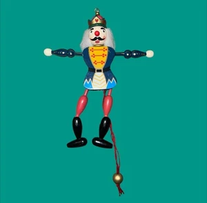 Vintage Nutcracker Jumping Jack Wooden Pull String Toy Soldier Ornament - Picture 1 of 3