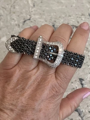 Charles Winston Sterling Silver Black & White Cubic Zirconia Buckle Bracelet - Image 1 of 4