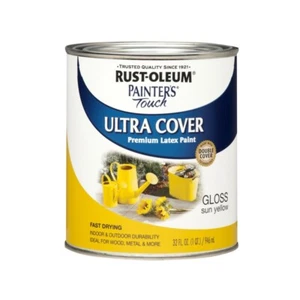 Rust-Oleum Painters Touch Gloss Sun Yellow Ultra Cover Premium Latex Paint 1 qt. - Picture 1 of 1