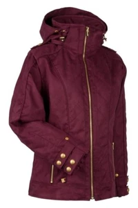 Neu mit Etikett Nils rot Malbec Velours Jacquie 2612 Kapuze Skijacke Wintermantel 10 $ 560 - Bild 1 von 16