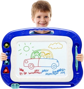 Magnetic Drawing Board - Large Erasable Doodle Pad for Kids Age 3-7 (Blue) - Picture 1 of 12