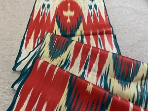 3.0 m Uzbek cotton handmade Ikat fabric/Red cloth for craft,upholstery,decor - Picture 1 of 5