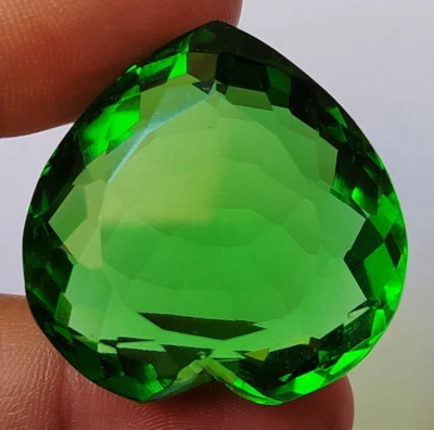 78.95 Ct. Large Green Peridot Heart Shape Faceted Loose Gemstone Ring & Pendant - Image 1 of 4