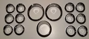 Kenworth Chrome Gauge surround kit.  2x Speedo,1x Pyro,12x Small surrounds, Truc - Picture 1 of 6