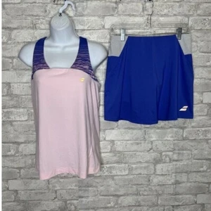 Babolat Skort And Tank Top Set Performance Pink Blue Tennis Pickle Ball Size M - Picture 1 of 20