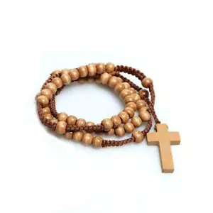 Wooden Rosary Beads Necklace Pendant Cross Jewelry Jerusalem Christians Holyland - Picture 1 of 48