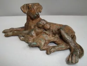 Statua Cane Natura Stile Art Deco Stile Art Nouveau Bronzo massiccio Firmato - Foto 1 di 3