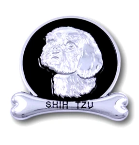 Shih Tzu Chrome Dog Medallion Car Emblem Ornament Breed Badge 3D Chromanimals - Picture 1 of 2