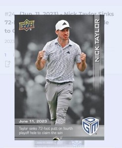 [Pre Sale] Nick Taylor SILVER Upper Deck Game Dated Moments SP Canadian Open