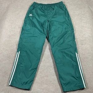 Vintage Y2K Adidas Nylon Track Pants Mens Size XL Green Swooshy Lined Activewear - Picture 1 of 13