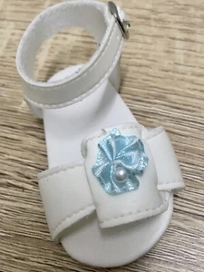 Ashton Drake Doll White Shoe Replacement Spare Sandal Blue Bow 7.5 x 3.5cm - Picture 1 of 11