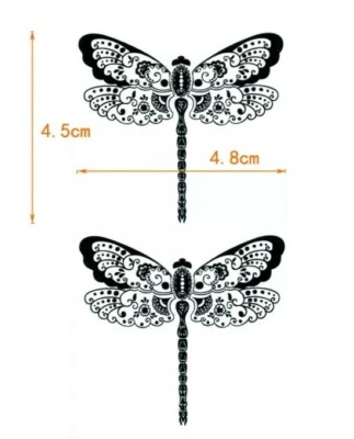 LUYOUBA DRAGONFLY Temporary Tattoos 🇬🇧 UK Black Henna Womens Mens Body Art Transfers