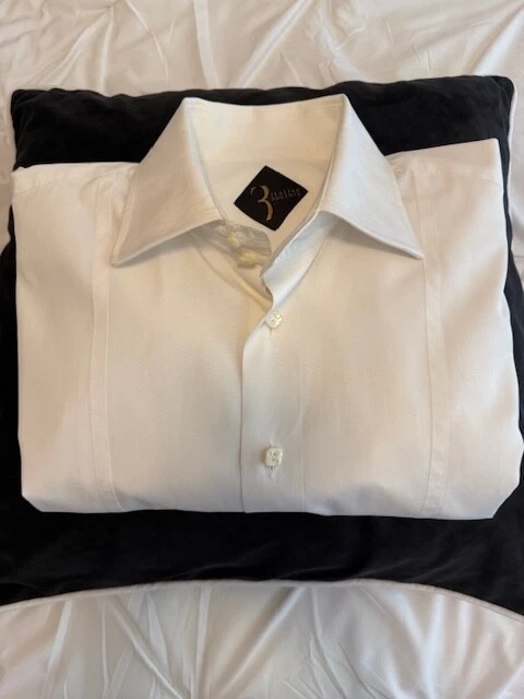 Camisa blanca de diseñador de alta costura italiano multimillonario para hombre 16" UE 40 costo $ 850 Foto 1 de 4