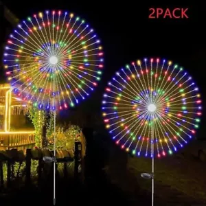 90 LEDs Starburst luces de estaca con energía solar LEDs multicolores brillantes paquete de 2 Reino Unido - Imagen 1 de 9