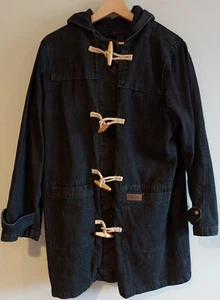 Denim&Co Hooded Fleece Lined Toggle Denim Jacket Size L - Picture 1 of 8