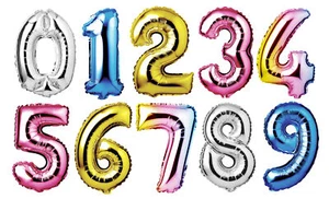 Large 34" Foil Number Balloon - Helium Party Decoration Giant Birthday Latex - Picture 1 of 7
