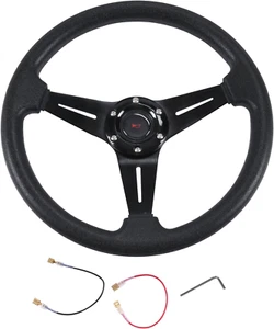 13.8” Auto Racing Steering Wheel Flat Drifting 6 Bolts Car Sport Steering Wheel - Picture 1 of 6