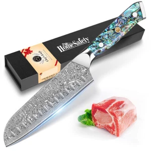 Damascus Santoku Knife 7 Inch 67 layers VG-10 Damascus steel Vegetable Knife - Picture 1 of 15
