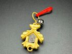 1980s Bell Charm Necklace Yellow Clock Vintage Plastic Clip On With Bell